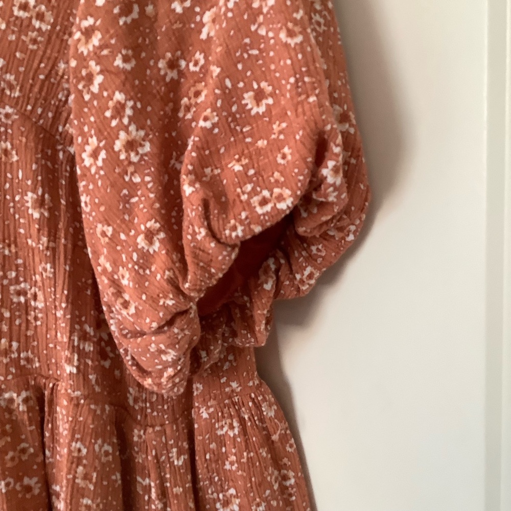 Lumiere Womens Lined Large Floral Print Dress Ballon Sleeves Keyhole Neck - Picture 4 of 10
